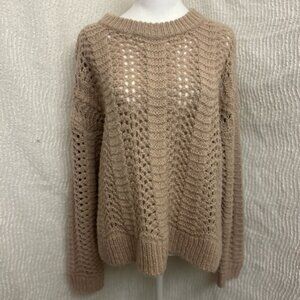 Madewell Windemere Pointelle Sweater M Bisque Beige Wool Alpaca Soft Pullover
